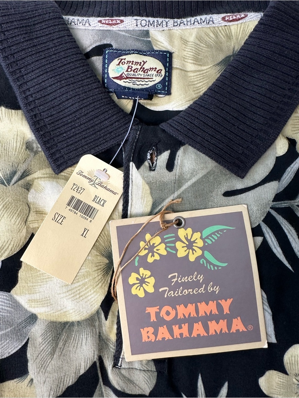 Tommy Bahama Black Floral Daydream Believer Polo Size XL - Picture 5 of 7